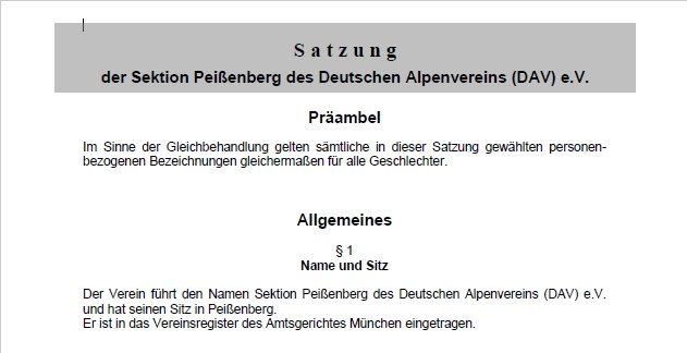 © DAV-Peißenberg - Satzung Stand 2021